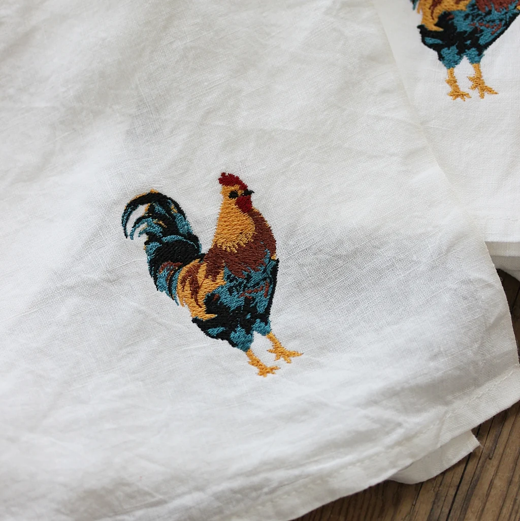 Linen Tea Towel Bistrot Coq - blanc - Image 3