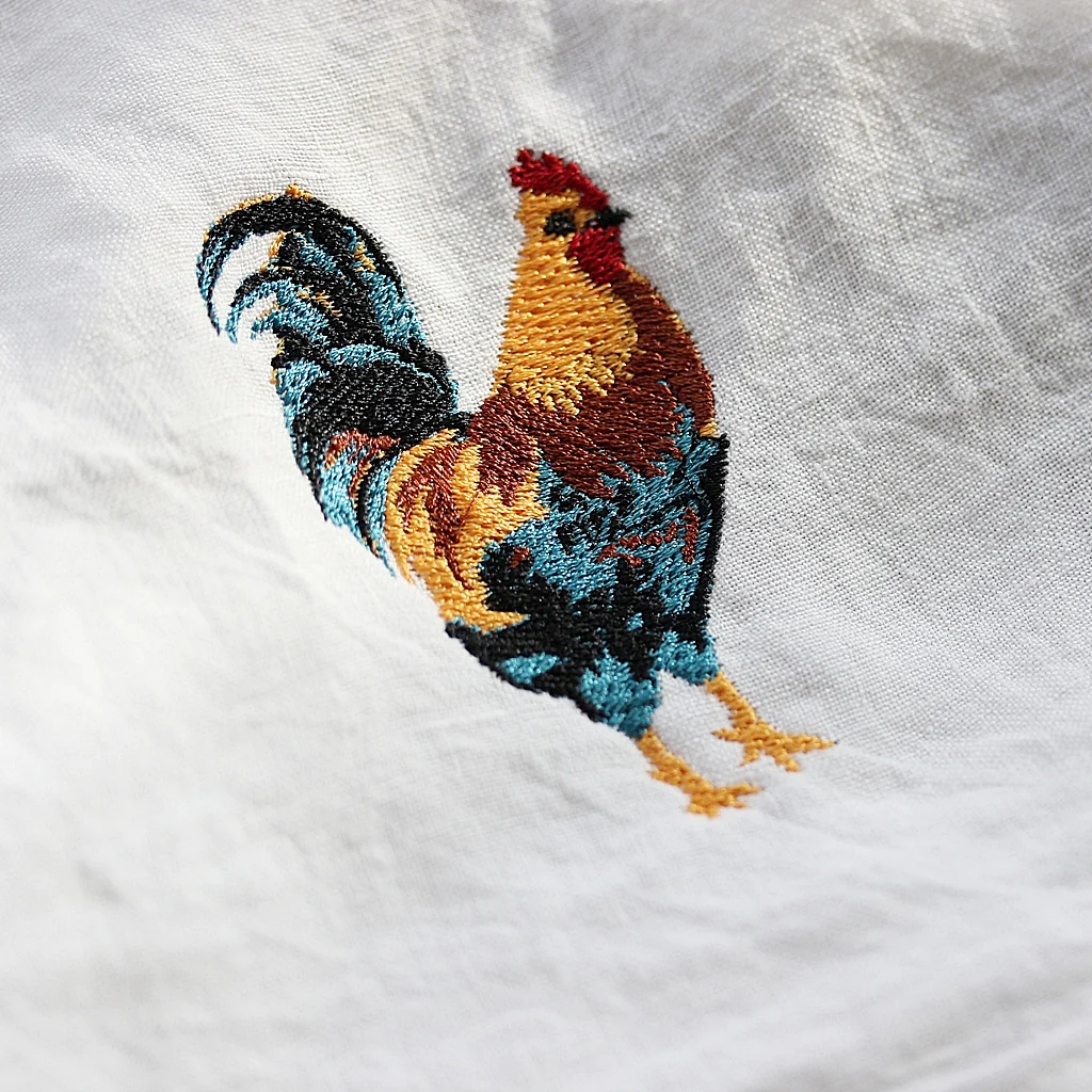 Linen Tea Towel Bistrot Coq - blanc - Image 4